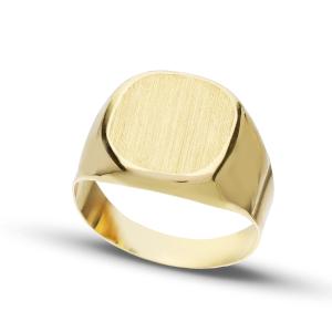 Anello da uomo con scudo retangolare in oro giallo  - gallery