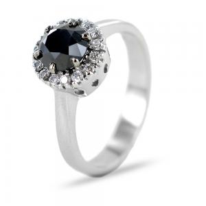 Anello Rosetta con Diamante nero 1 carato e diamanti - gallery