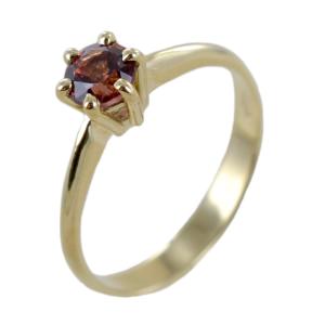 Anello solitario con Rodolite a 6 griffes in oro giallo - gallery