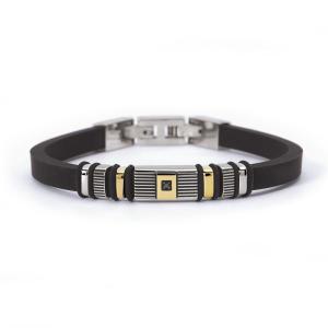 Bracciale 2Jewels Uomo acciaio PVD giallo e silicone nero collezione Street  232369 - gallery