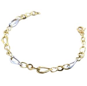 Bracciale da Donna in oro giallo e bianco a catena alternata  - gallery