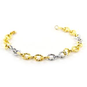 Bracciale Donna a catena martellata in oro giallo e bianco bicolore - gallery