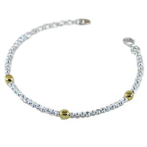 Bracciale in argento con dadini dorati  - gallery