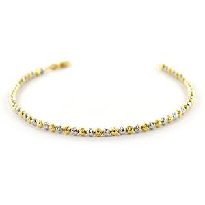 Bracciale in Oro Bianco e giallo a sfere Piccole sfaccettate