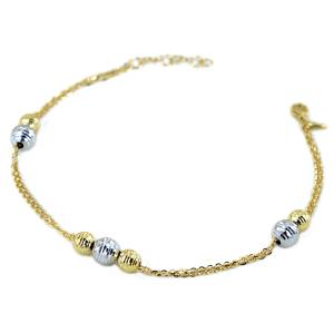 Bracciale in Oro Bianco e giallo a sfere sfaccettate