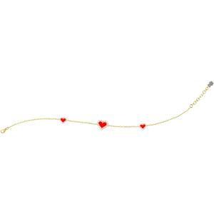 Bracciale Nanan da bambia in argento giallo con Cuori rossi NAN0473