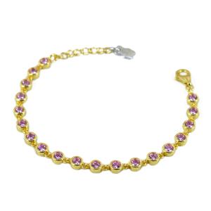 Bracciale Nanan da bambina in argento giallo con zirconi rosa NAN 0523 - gallery