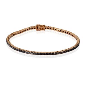 Bracciale Tennis da uomo in Oro Rosa e Diamanti neri