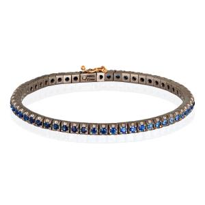 Bracciale Tennis da uomo in Titanio Oro e Zaffiri blu