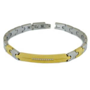 Bracciale Zancan da uomo in acciaio giallo e silver EHB 398 - gallery