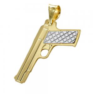 Ciondolo Pistola Semiautomatica in oro giallo e bianco - gallery
