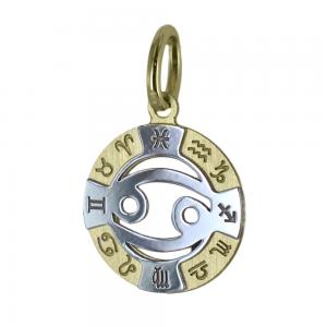 Cancer Zodiac sign pendant in 18 kt gold 13 mm - gallery