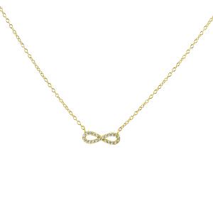 Collana con infinito in oro giallo e zirconi - pendente infinity - gallery