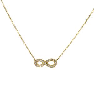 Collana con infinito in oro giallo e zirconi - pendente infinity - gallery