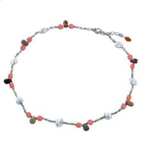 Collana in argento con perle e Corniola