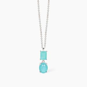 Collana Mabina in argento con con fusion stone glass azzurro 553736