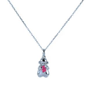 Collana Nanan in argento con bambina e orsetto rosa NAN0511