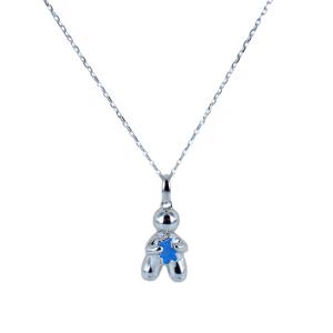 Collana Nanan in argento con bambino e orsetto celeste NAN0510