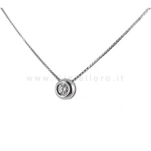 Collana Punto Luce Cipollina con diamante ct 0.10 G moschettone - gallery