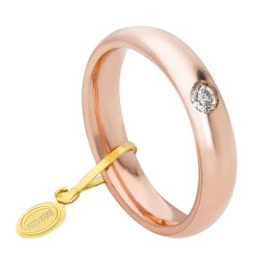 Fede Comoda UnoAerre 4 mm in oro rosa con Diamante 0.05 ct - gallery