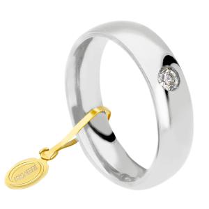 Fede Comoda UnoAerre 5 mm in oro bianco con diamante