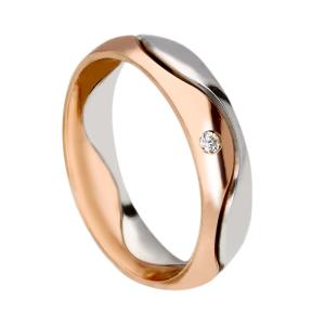 Fede Unoaerre Galassia collezione fedi 9.0 in oro bianco e rosa con diamante