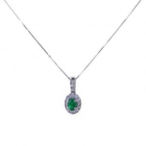 Girocollo Smeraldo e contorno di diamanti modello Maijikal Gioielli Raaja - gallery