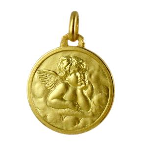 Medaglia Angelo Raffaello in oro giallo 18 mm - gallery