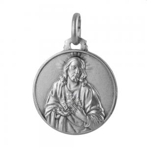 Medaglia Sacro Cuore Scapolare Madonna Carmine in argento 18 mm - gallery