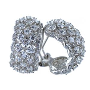 Orecchini a semicerchio in argento silver con zirconi  - gallery