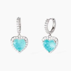 Orecchini Mabina in argento a cerchio con glass azzurro 563812