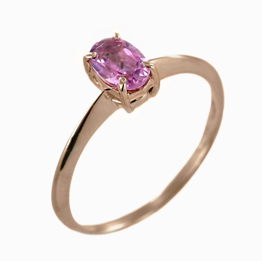 Anello con Tormalina Rosa Ovale in oro rosa