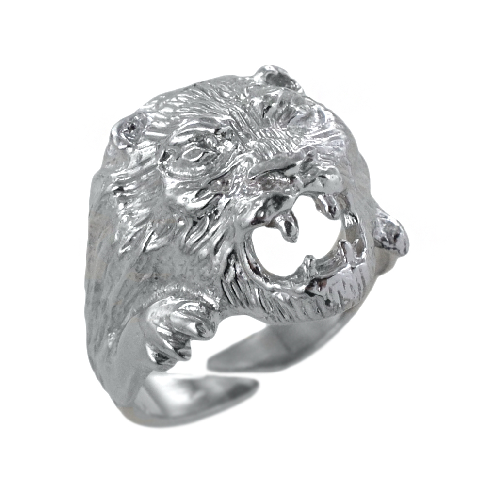 Anello da uomo in argento Testa di Leone