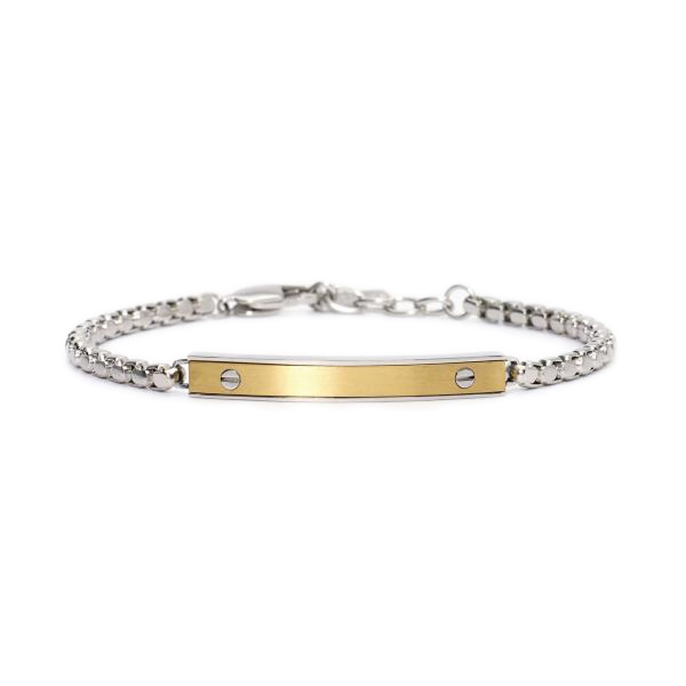 Bracciale 2Jewels Uomo acciaio con targhetta in PVD giallo 232505