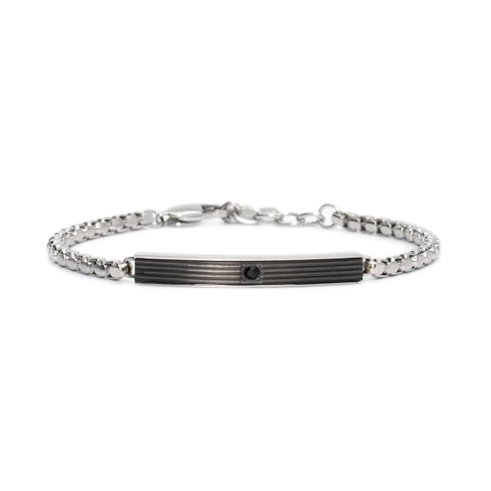 Bracciale 2Jewels Uomo acciaio e cristallo nero 232506