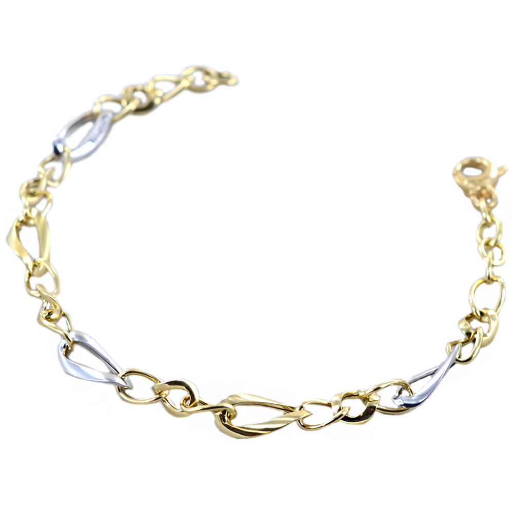 Bracciale da Donna in oro giallo e bianco a catena alternata 