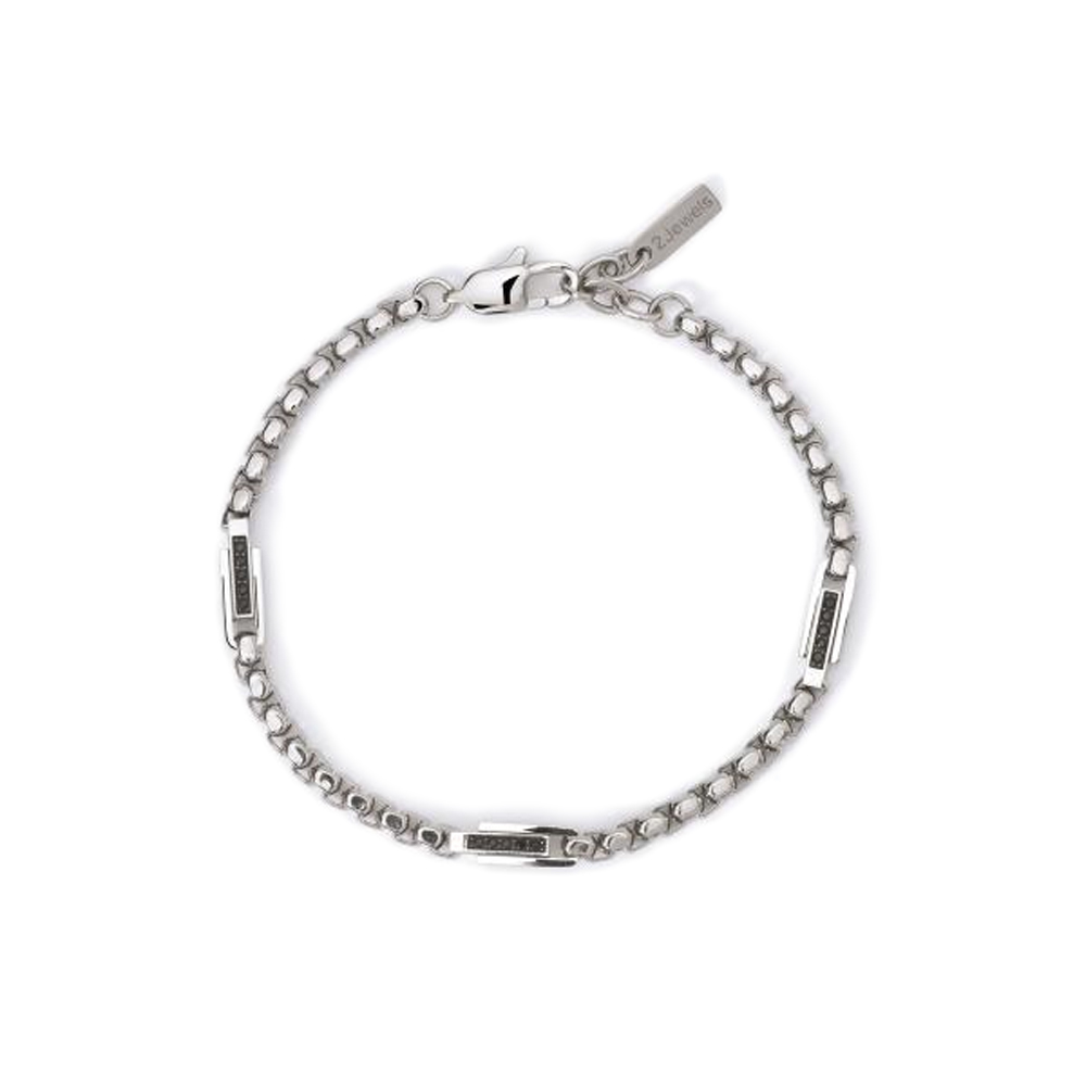 Bracciale da uomo 2Jewels acciaio e cristalli neri 232356