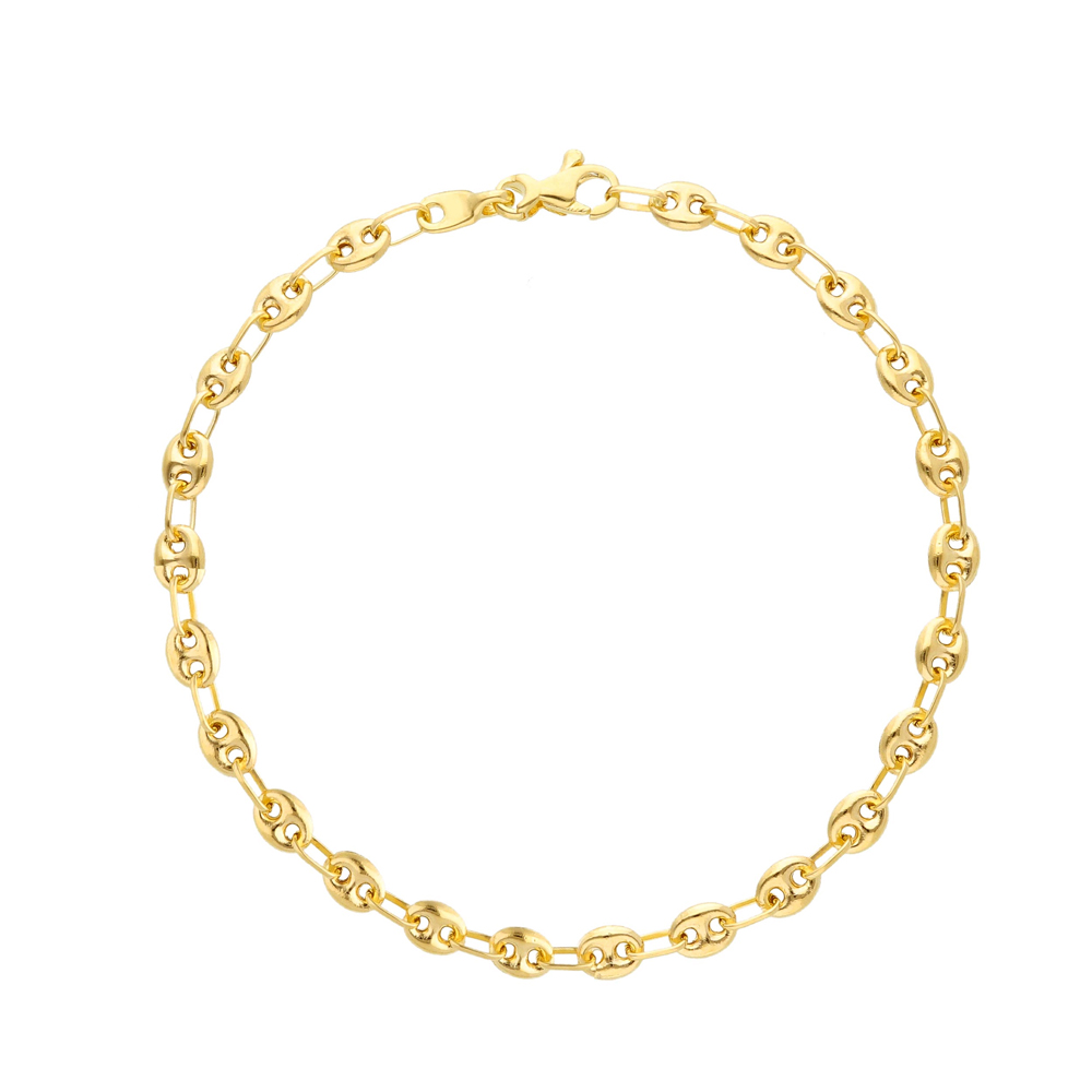 Bracciale da uomo maglia marina in oro giallo 18 cm