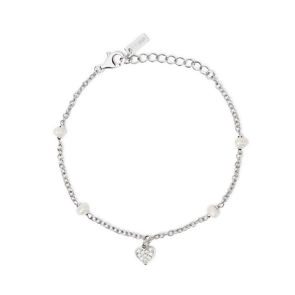 Bracciale Donna Mabina in Argento Cuore con zirconi e Perle 533998