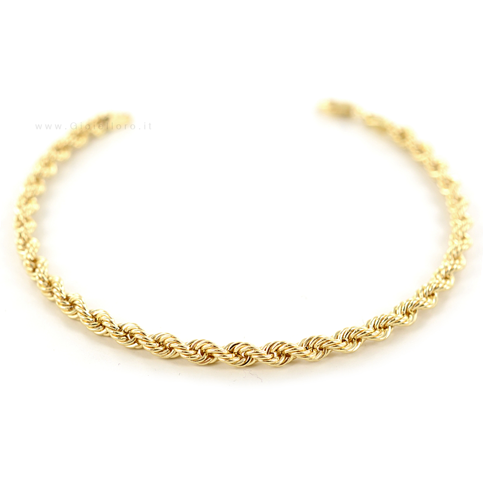 Bracciale maglia fune in oro giallo 20 cm - Oreficeria Aretina