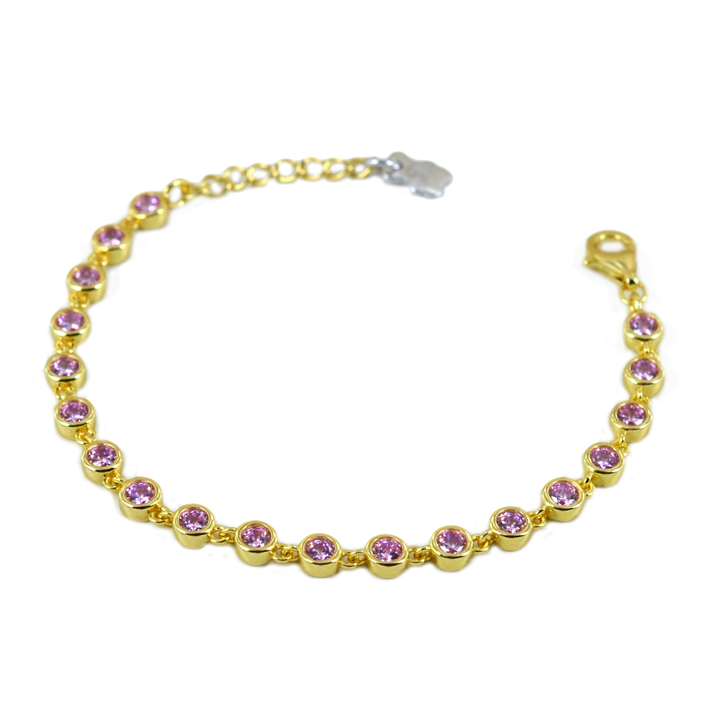 Bracciale Nanan da bambina in argento giallo con zirconi rosa NAN 0523