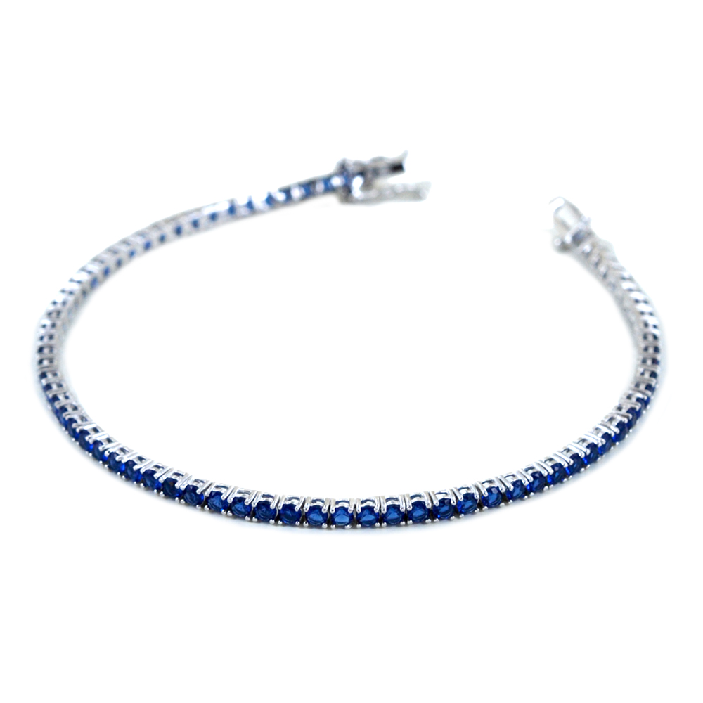 Bracciale Tennis da Uomo in argento con zirconi Blu