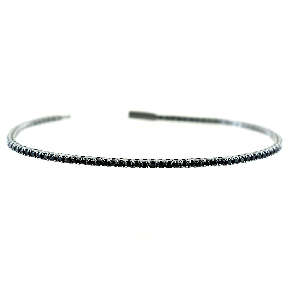 Bracciale tennis Zancan da uomo in argento e pietre nere ESB 075