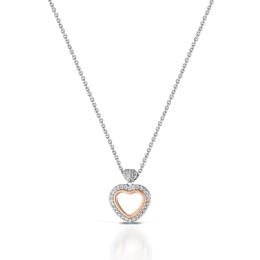 Collana con ciondolo Cuore in argento con  Zirconi GIA 451