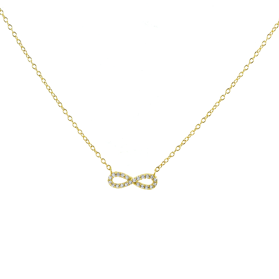 Collana con infinito in oro giallo e zirconi - pendente infinity