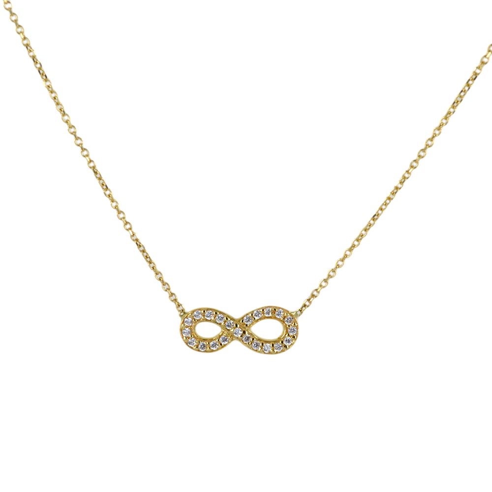 Collana con infinito in oro giallo e zirconi - pendente infinity