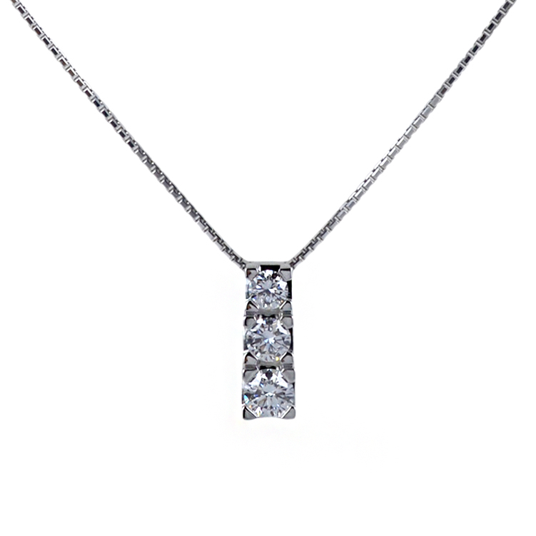 Collana con pendente Trilogy grande a scalare con diamanti carati 0.44 F