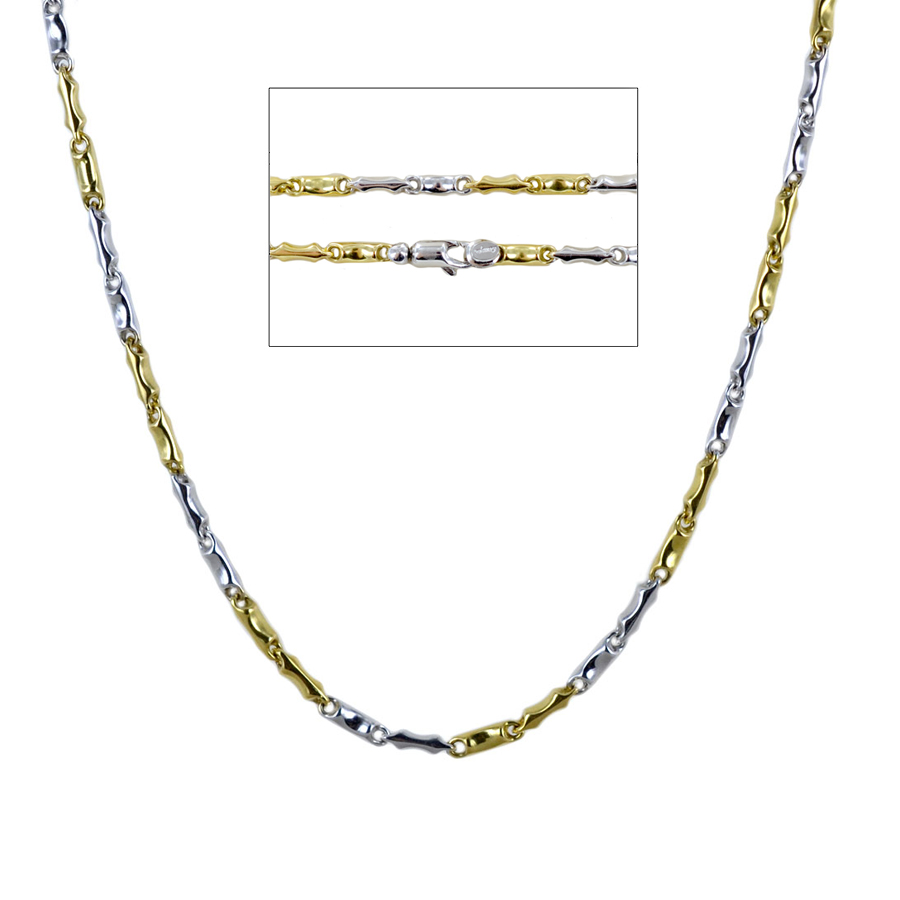 Collana da uomo in oro bianco e giallo 50 cm