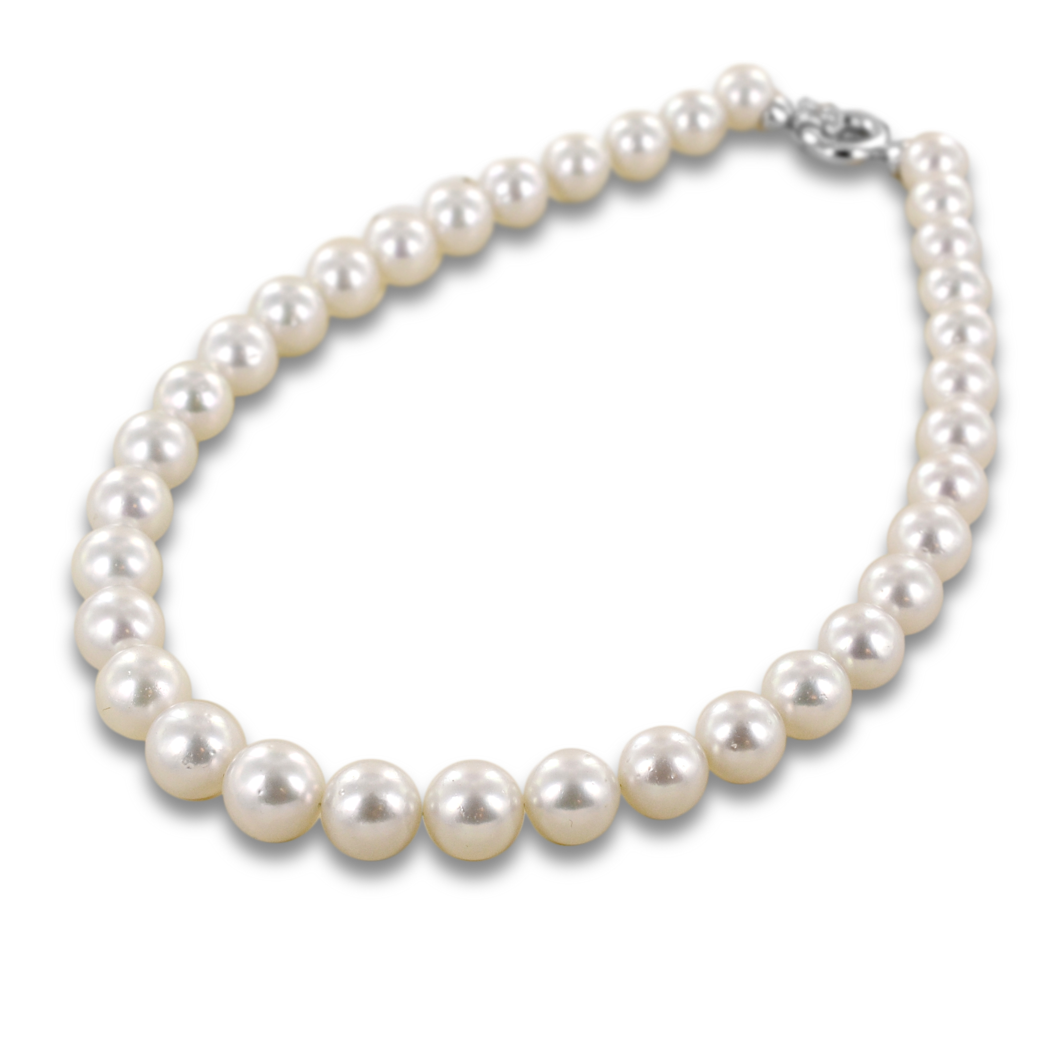 Collana filo di perle Australiane grandi con chiusura in oro e diamanti -  Perle