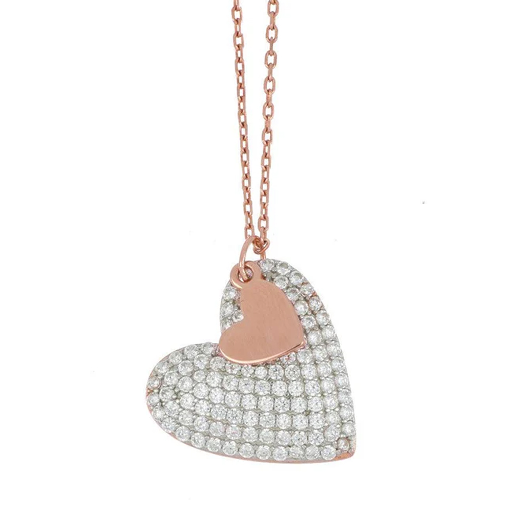 Collana Fiocco in argento GIROCOLLO DOUBLE HEARTBREAKER Cuori Milano 